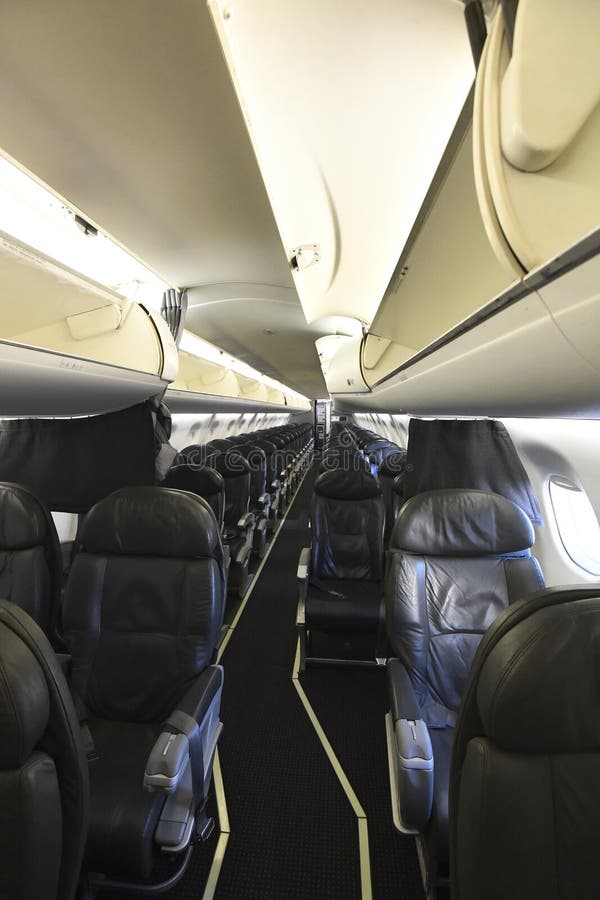 Looking Down the Aisle of an Empty Airplane Interior Stock Image ...