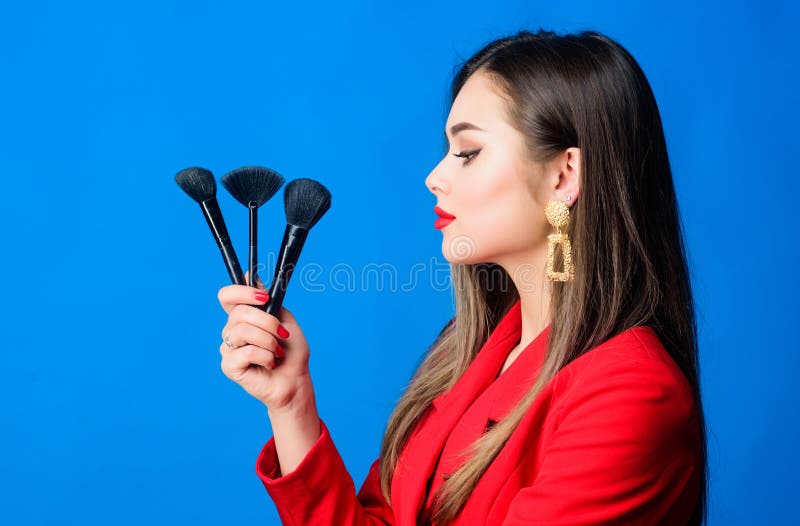 Looking good and feeling confident. Professional makeup supplies shop. Makeup courses. Gorgeous lady make up red lips stock images Looking good and feeling confident. Professional makeup supplies shop. Makeup courses. Gorgeous lady make up red lips stock images