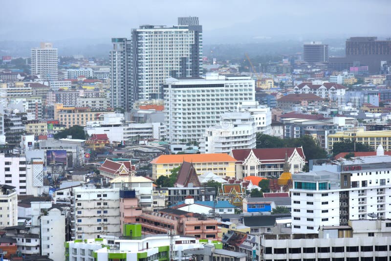 Looking from the Height See a City in a Tight City with Tall Buildings ...