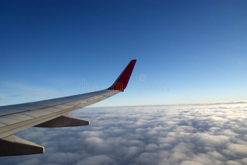 Looking out on wing of jetplane