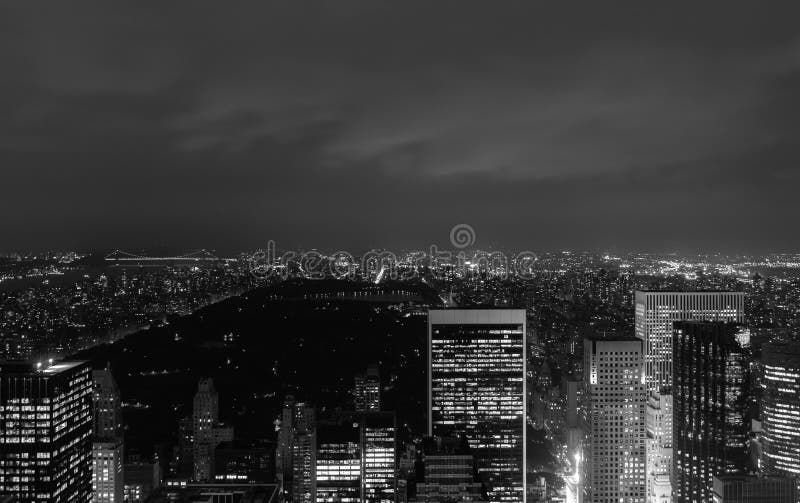 Sundown from the top of the rock - looking northwards over Centeal Park - in black and white stock image Sundown from the top of the rock - looking northwards over Centeal Park - in black and white stock image