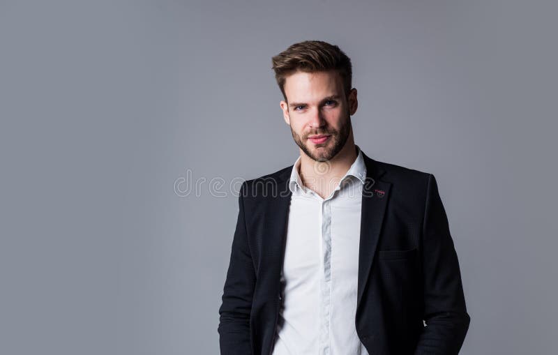 Looking Trendy. Well Groomed Hairstyle. Male Beauty and Fashion Look.  Formal Office Costume for Bearded Guy Stock Image - Image of boss, formal:  215044153