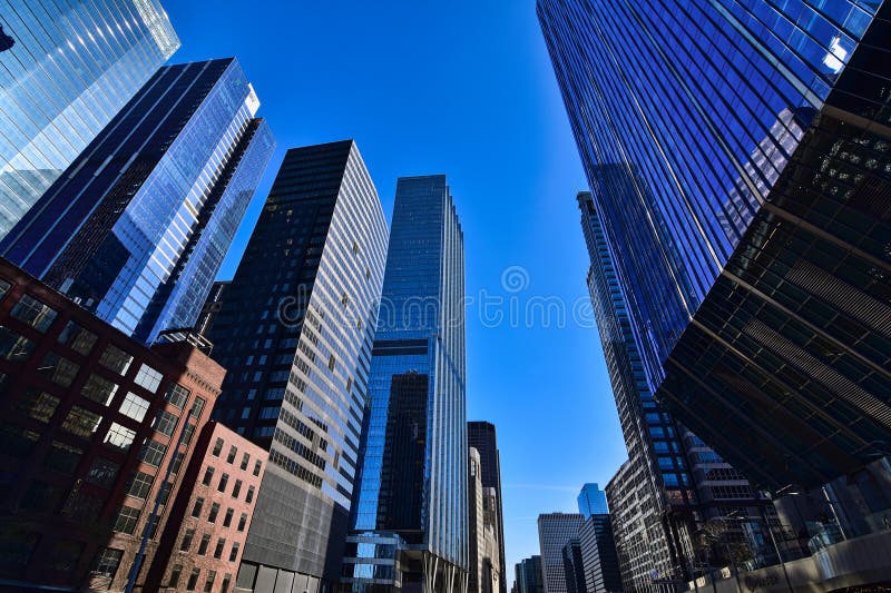 Massive Glass Skyscrapers and Chicago Buildings from the River Stock ...