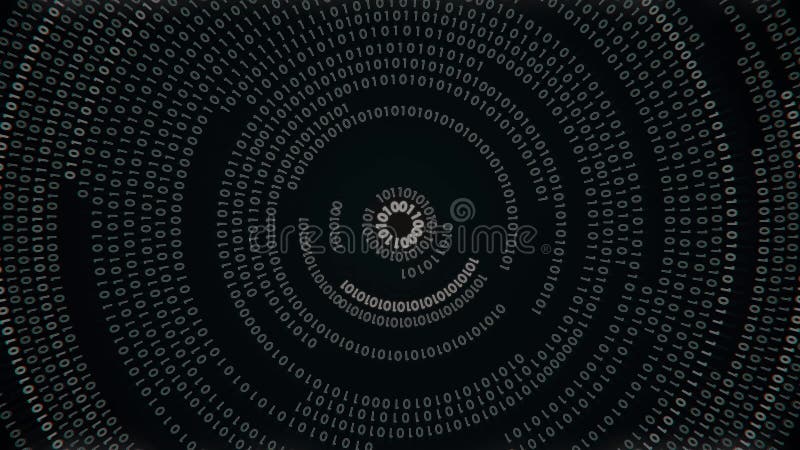 Loop animation with data visualization, running numbers 0 and 1. 3d rendering 4K royalty free illustration