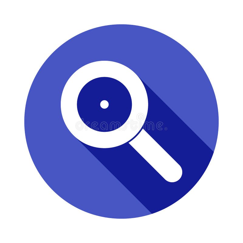 Loop magnifier icon in Flat long shadow style stock illustration