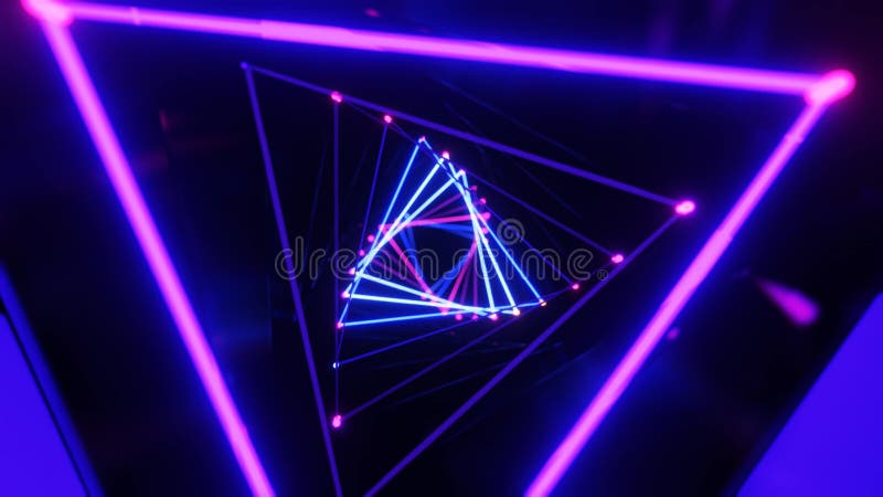 Looping abstract 4K animation de triangles métalliques rapides formant un tunnel lumineux banque de vidéos