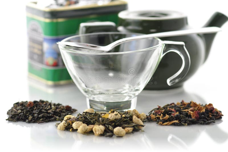 Loose green tea stock photo