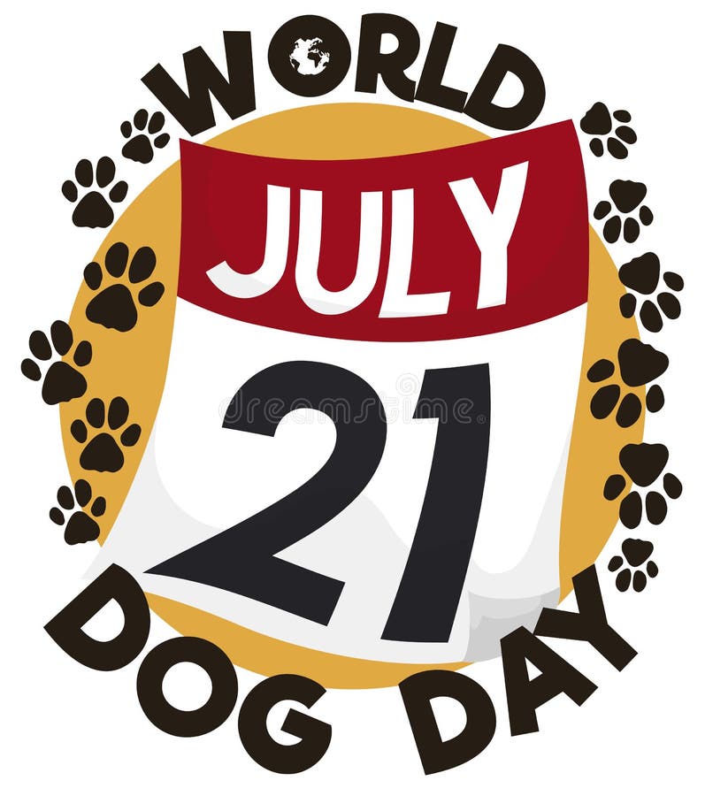 Looseleaf Calendar with Paw Prints for World Dog Day, Vector