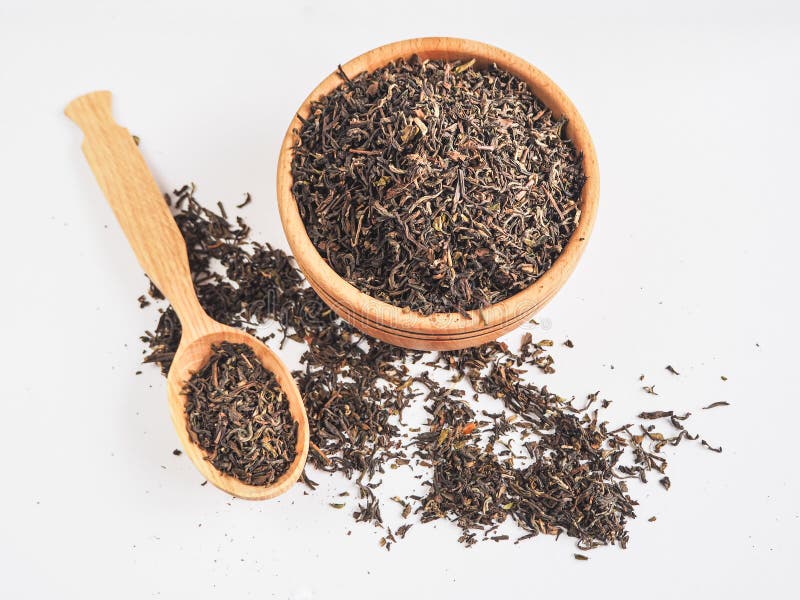Loose Tea in a Wooden Dish with a Spoon. Stock Image Image of drink
