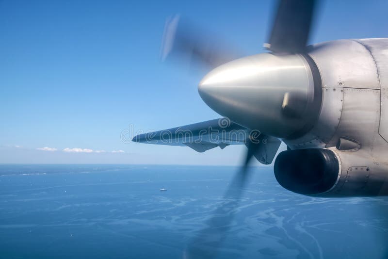 Lopende propeller en luchtmening stock foto Lopende propeller en luchtmening stock foto