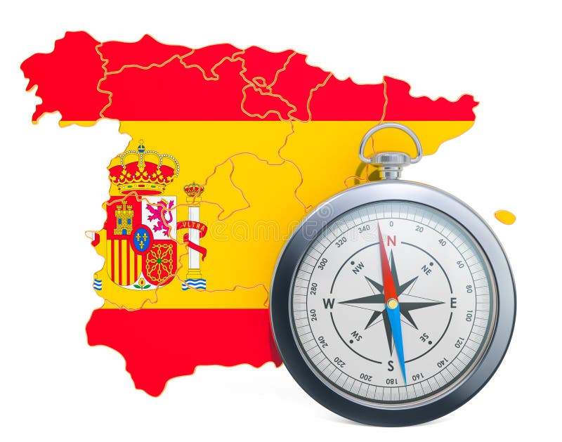 Lopp eller turism i det Spanien begreppet framf?rande 3d stock illustrationer Lopp eller turism i det Spanien begreppet framf?rande 3d stock illustrationer