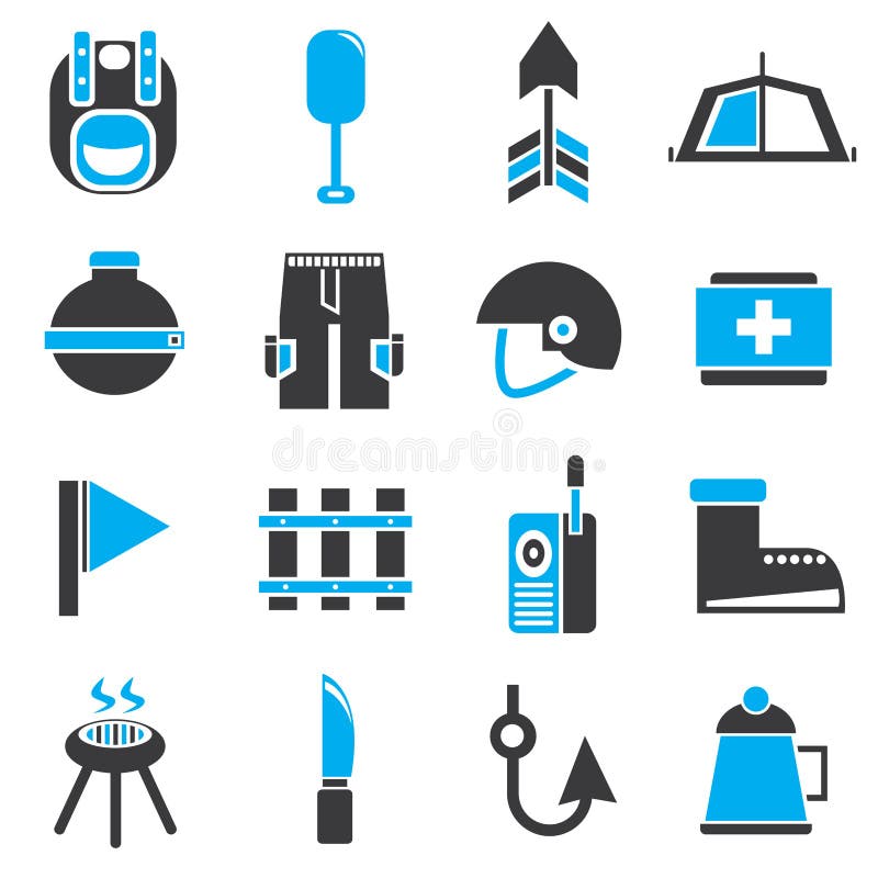 Lopp och campa symboler vektor illustrationer Lopp och campa symboler vektor illustrationer