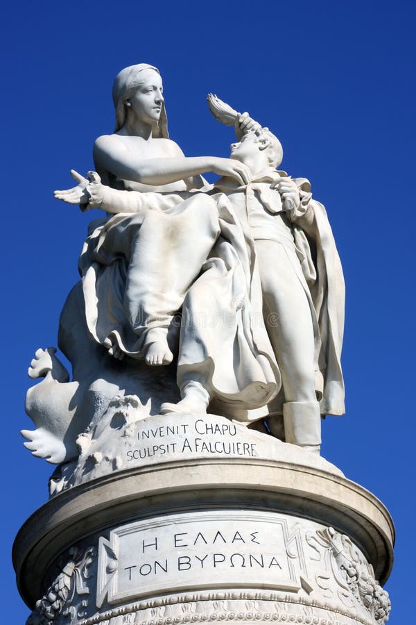 Lord Byron (George Gordon Byron VI 1788-1824) monument in Athens Greece. Lord Byron (George Gordon Byron VI 1788-1824) monument in Athens Greece