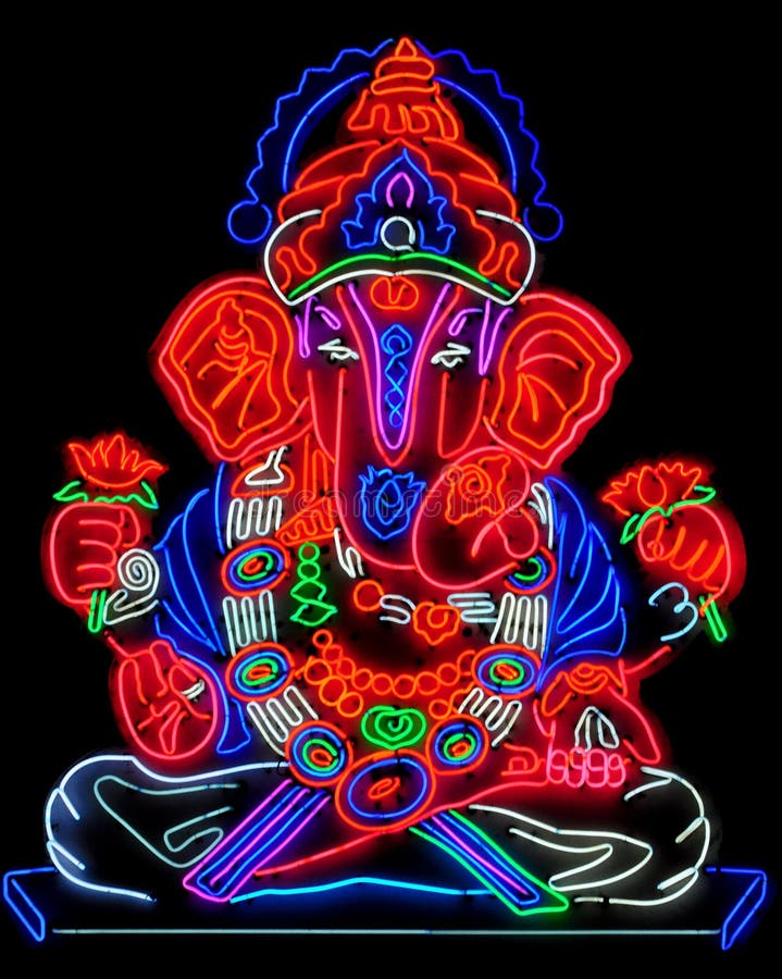 Lord ganesh made from neon lights. Lord ganesh made from neon lights.