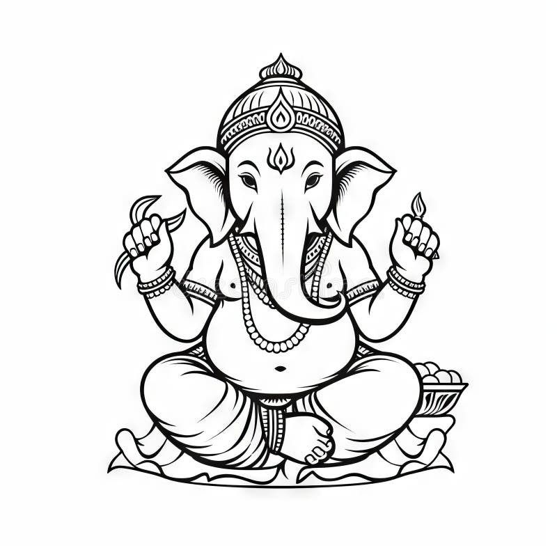 Sketch of Lord Ganesha Silhouette and Outline Editable Illustration Stock  Vector - Illustration of ganapati, devotion: 217775626