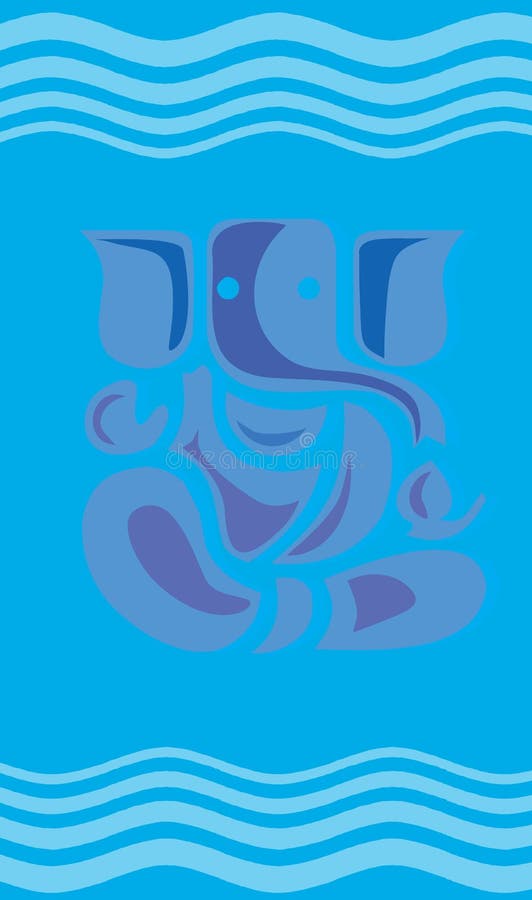 Lord Ganesha with waves of blu