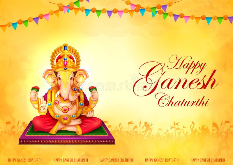 Lord Ganpati Background for Ganesh Chaturthi Festival of India with Message  Meaning My Lord Ganesha Stock Vector - Illustration of statue, chaturthi:  228212733