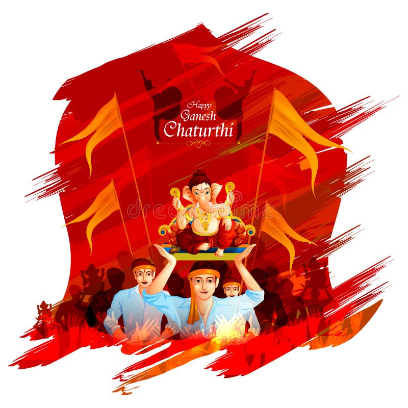 Lord Ganpati on Ganesh Chaturthi Background Stock Vector - Illustration of  ganesha, design: 97679155