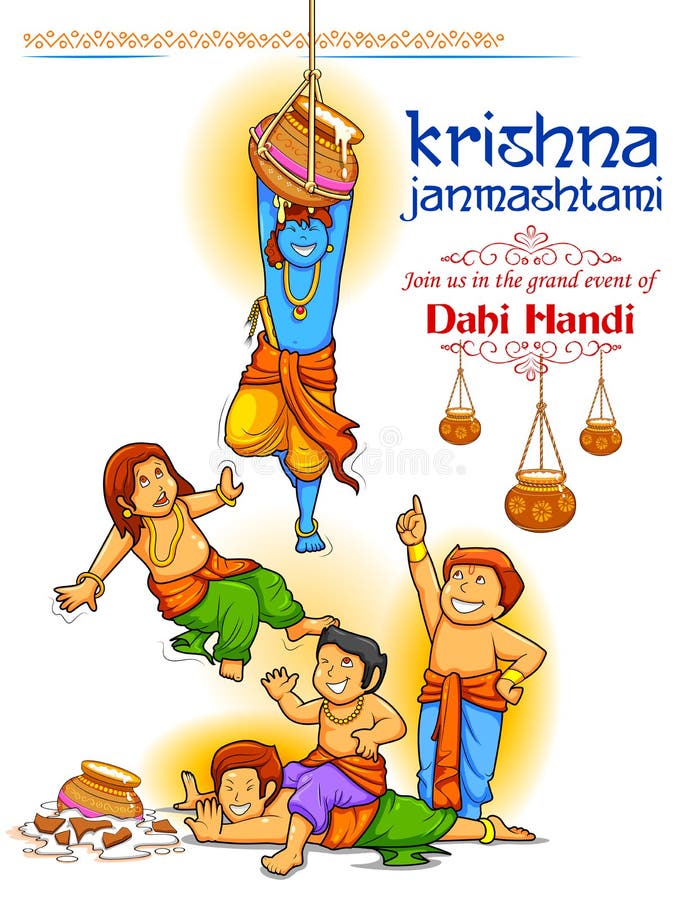 Lord Krishna in Happy Janmashtami Festival of India Stock Vector -  Illustration of background, decoration: 97423141