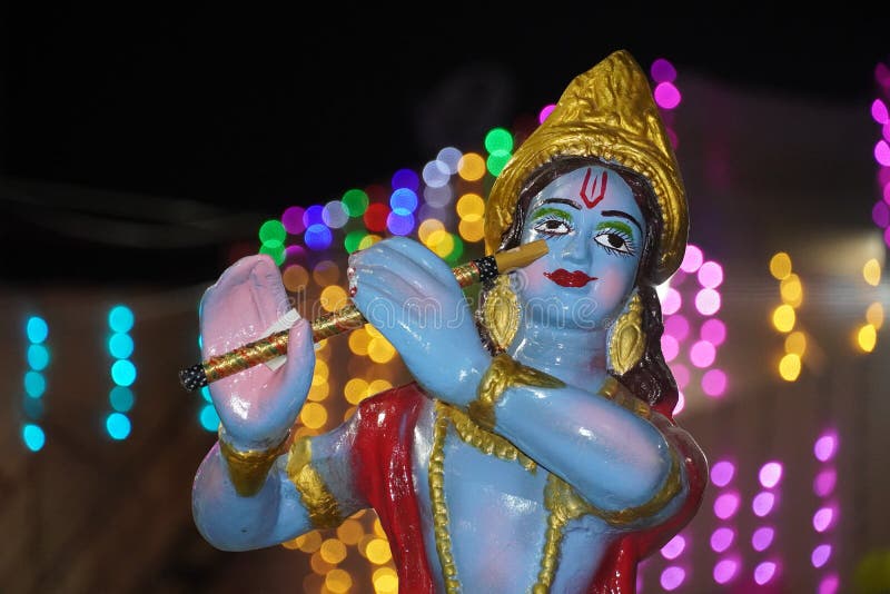 Lord Krishna Image in Lighting Background Image Hd Stock Image Image