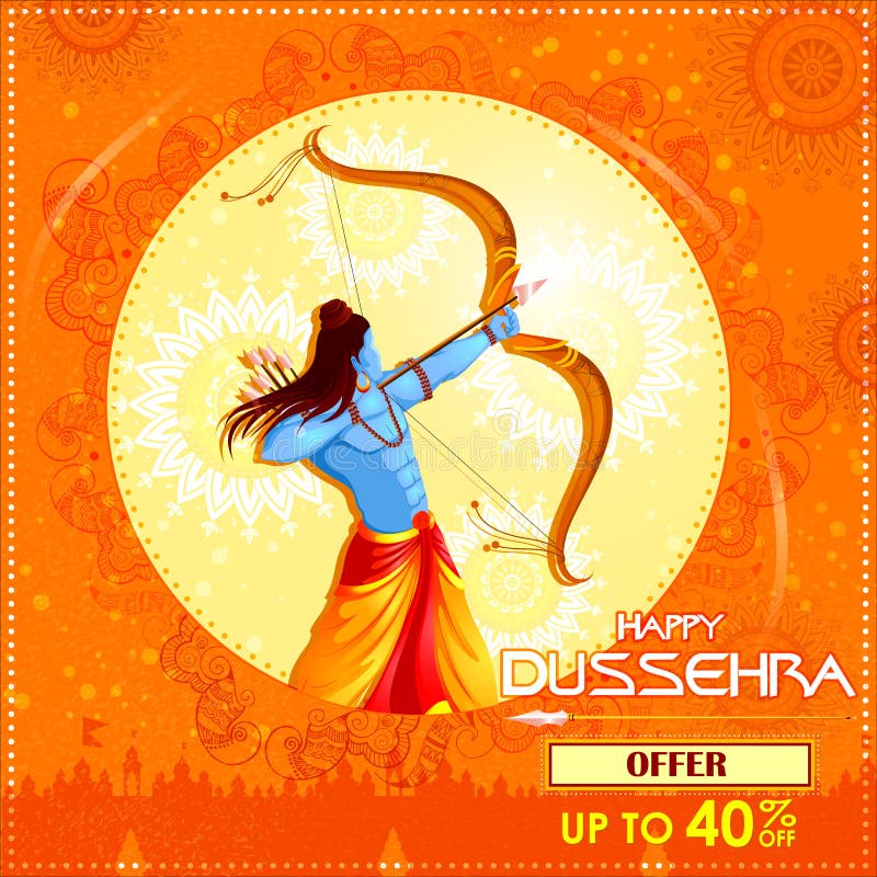 Lord Rama tuant Ravana dans l'offre heureuse de festival de Dussehra illustration de vecteur Lord Rama tuant Ravana dans l'offre heureuse de festival de Dussehra illustration de vecteur