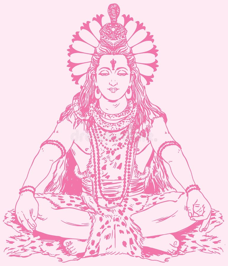 Indian god shiva meditating pose  digital vector sketch illustration  posters for the wall  posters festival mythology traditional   myloviewcom