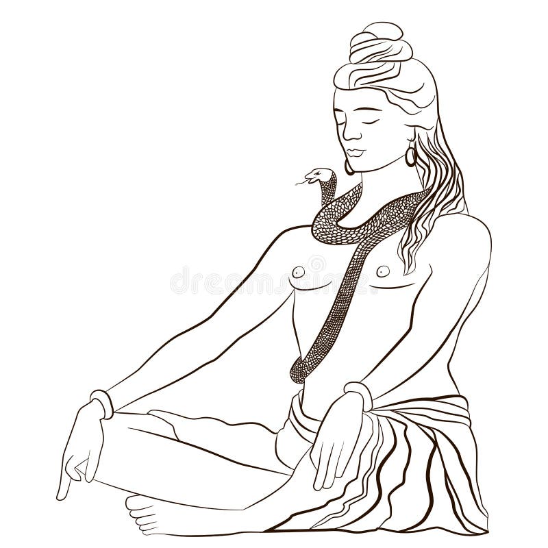Lord Shiva, hand drawn classic Maha Shiwaratri background. Maha Shivratri  festival. Isolated. Vector.