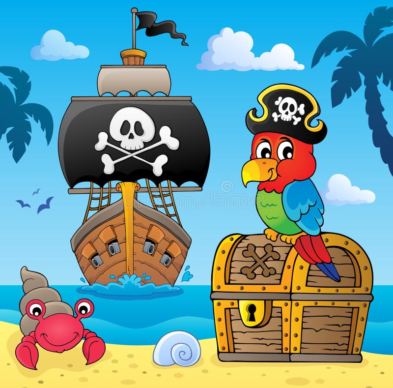 Pirata con el loro stock de ilustración. Ilustración de capa - 5261266