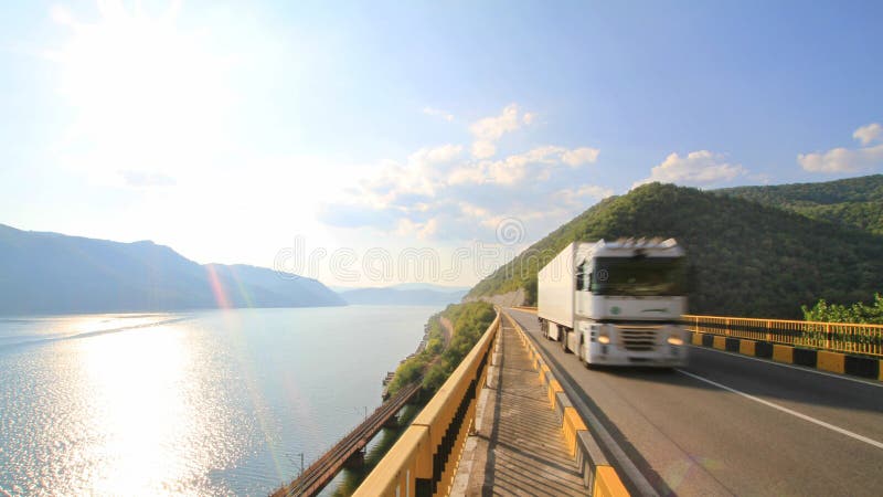 Lorry crossing the Danube - Romania