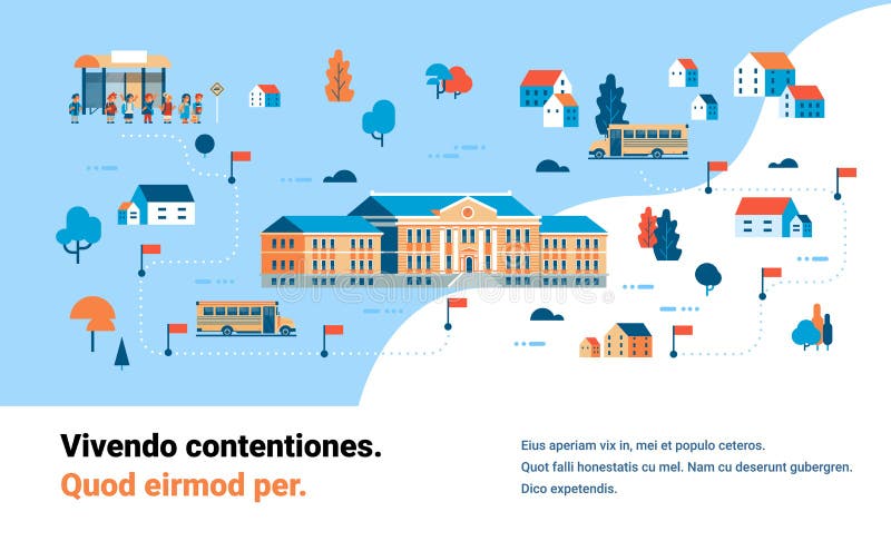 Los alumnos que van al éxito isométrico del término de autobuses del astillero del mapa de la escuela estudian el plano horizonta ilustración del vector Los alumnos que van al éxito isométrico del término de autobuses del astillero del mapa de la escuela estudian el plano horizonta ilustración del vector