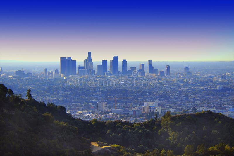 The city of los angeles at sunrise
