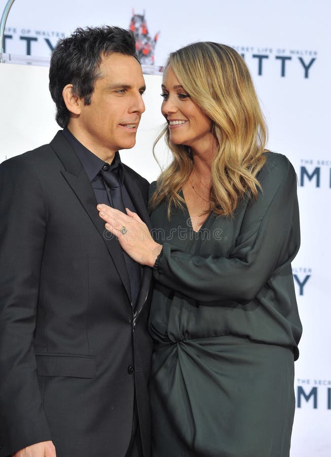 LOS ANGELES, CA - DECEMBER 3, 2013: Ben Stiller & wife Christine Taylor at the TCL Chinese Theatre where he had his hand & footprints set in cement. LOS ANGELES, CA - DECEMBER 3, 2013: Ben Stiller & wife Christine Taylor at the TCL Chinese Theatre where he had his hand & footprints set in cement