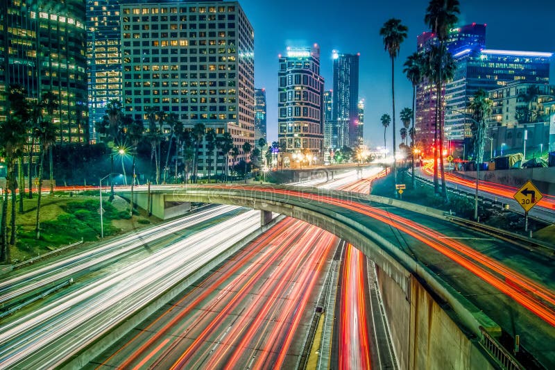 Los Angeles california city downtown at night