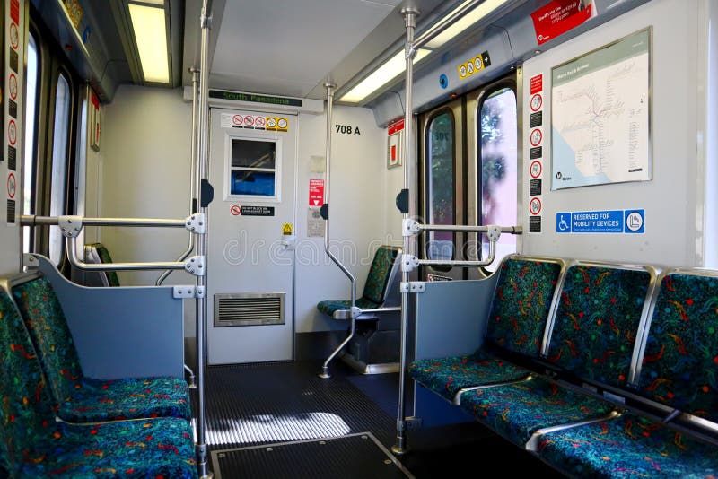 Los angeles california ndash-vy inuti los angeles tunnelbanetransport arkivbild