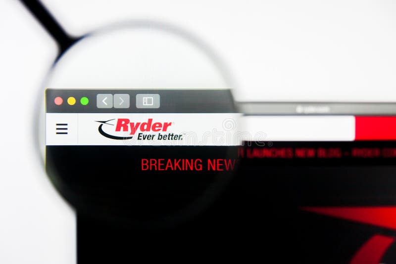 Los Angeles, California, USA - 8 April 2019: Illustrative Editorial of Ryder System website homepage. Ryder System logo visible on screen. Tech data logo stock images, royalty-free photos and pictures