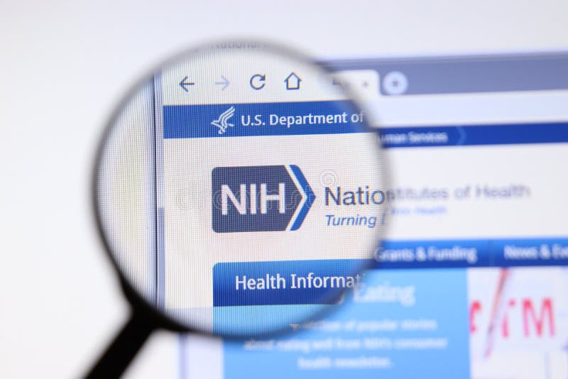 Los Angeles, California, USA - 3 December 2019: NIH website page. Nih.gov logo on display screen, Illustrative Editorial royalty free stock photography Los Angeles, California, USA - 3 December 2019: NIH website page. Nih.gov logo on display screen, Illustrative Editorial royalty free stock photography