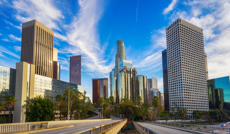 Los Angeles city skyline- view of financial districtn. Los Angeles city skyline- view of financial districtn