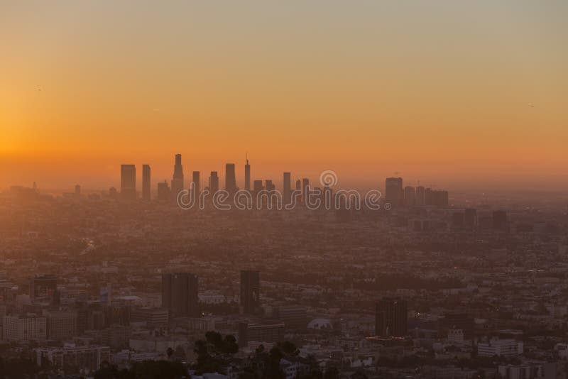 Los Angeles e Hollywood Dawn Cityscape imagens de stock royalty free Los Angeles e Hollywood Dawn Cityscape imagens de stock royalty free