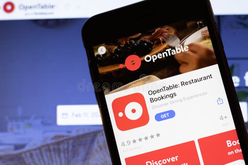 Los Angeles en Californie états-unis le 12 février 2020 : Téléphone portable avec l'icône opentable sur la fin d'écran avec le sit image libre de droits