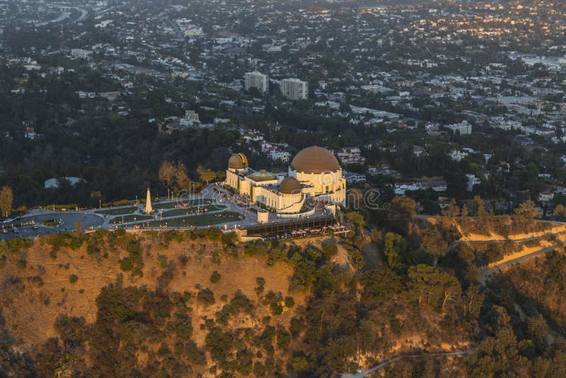 Los Angeles Griffith Park Observatory Afternoon Aerial stock photography Los Angeles Griffith Park Observatory Afternoon Aerial stock photography