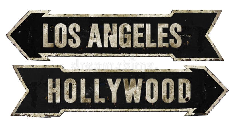 Los Angeles Hollywood Street Sign Grunge Arrow Metal Retro Vintage royalty free stock photography Los Angeles Hollywood Street Sign Grunge Arrow Metal Retro Vintage royalty free stock photography