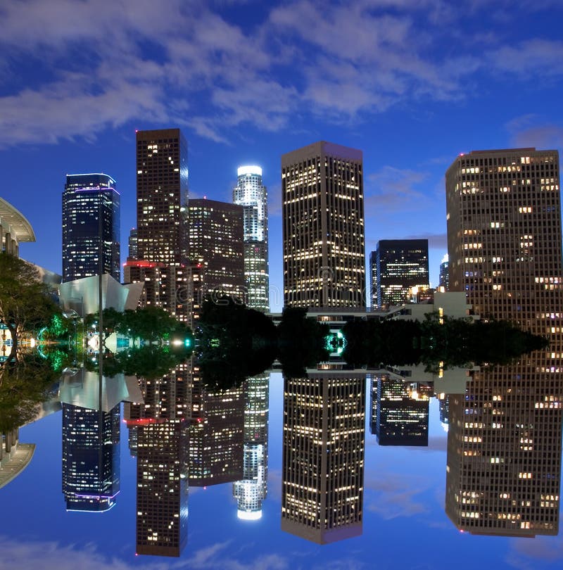 Los Angeles skyline and reflection