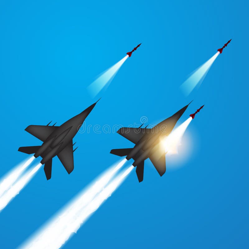 Los aviones de combate dispararon los misiles libre illustration Los aviones de combate dispararon los misiles libre illustration