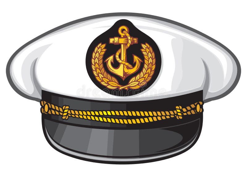 Nautical captains hat, vector illustration captains hat, cap captain white uniform. Nautical captains hat, vector illustration captains hat, cap captain white uniform