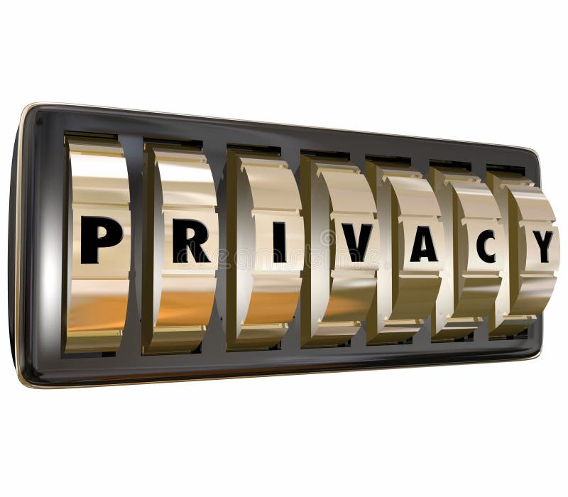 Los diales de la cerradura del oro de la palabra de la privacidad protegen los datos personales S de Infromation libre illustration Los diales de la cerradura del oro de la palabra de la privacidad protegen los datos personales S de Infromation libre illustration
