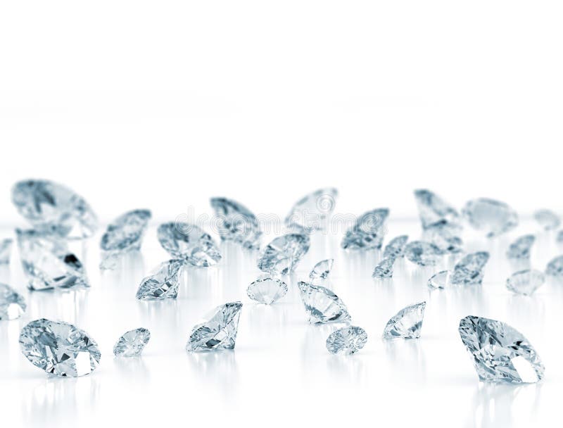 Diamonds close up on white with slight depth of field. Diamonds close up on white with slight depth of field