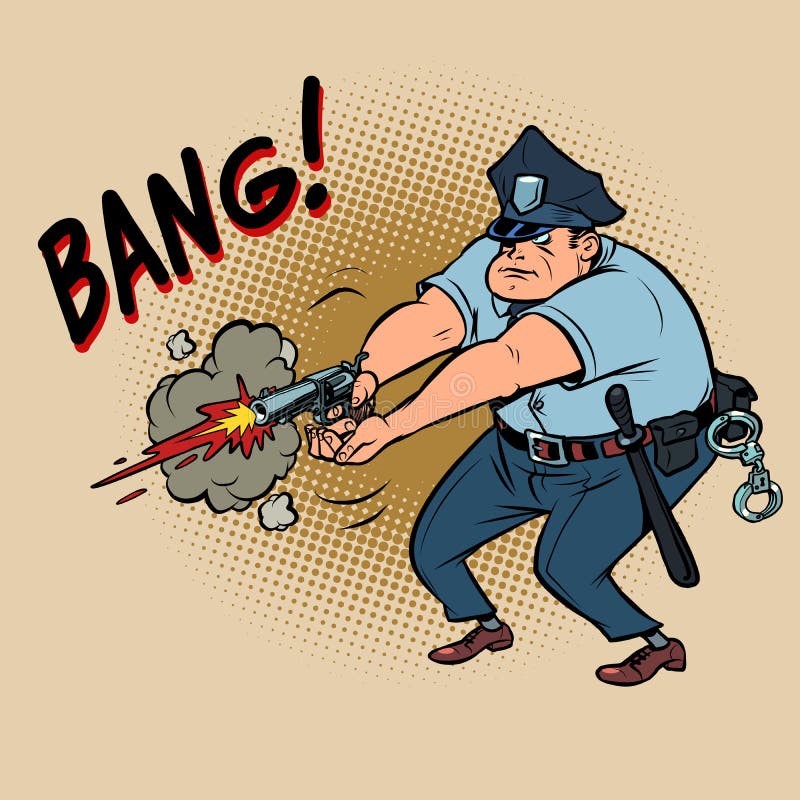 Los Disparos Del Policía. El Oficial Usa Un Arma De Fuego. Detener a Un  Criminal Peligroso Ilustración del Vector - Ilustración de fondo,  autoridad: 225007704