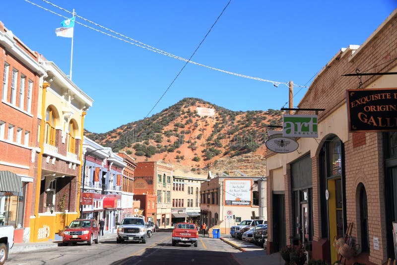 Los E.E.U.U., Arizona/Bisbee: Bisbee histórico - Main Street fotos de archivo Los E.E.U.U., Arizona/Bisbee: Bisbee histórico - Main Street fotos de archivo