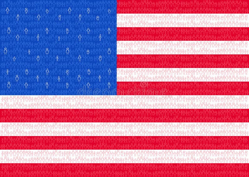 Los E.E.U.U., bandera americana con la gente del palillo, ciudadanos, gráfico conceptual, muchedumbre de palillo blanco rojo y ho libre illustration Los E.E.U.U., bandera americana con la gente del palillo, ciudadanos, gráfico conceptual, muchedumbre de palillo blanco rojo y ho libre illustration