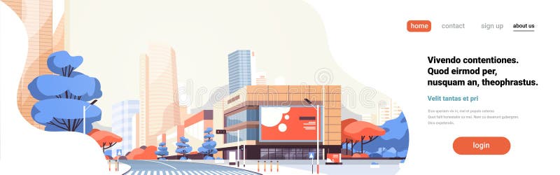 Los edificios del rascacielos del camino de la calle de la ciudad ven el espacio horizontal de la copia de la bandera del paisaje libre illustration Los edificios del rascacielos del camino de la calle de la ciudad ven el espacio horizontal de la copia de la bandera del paisaje libre illustration